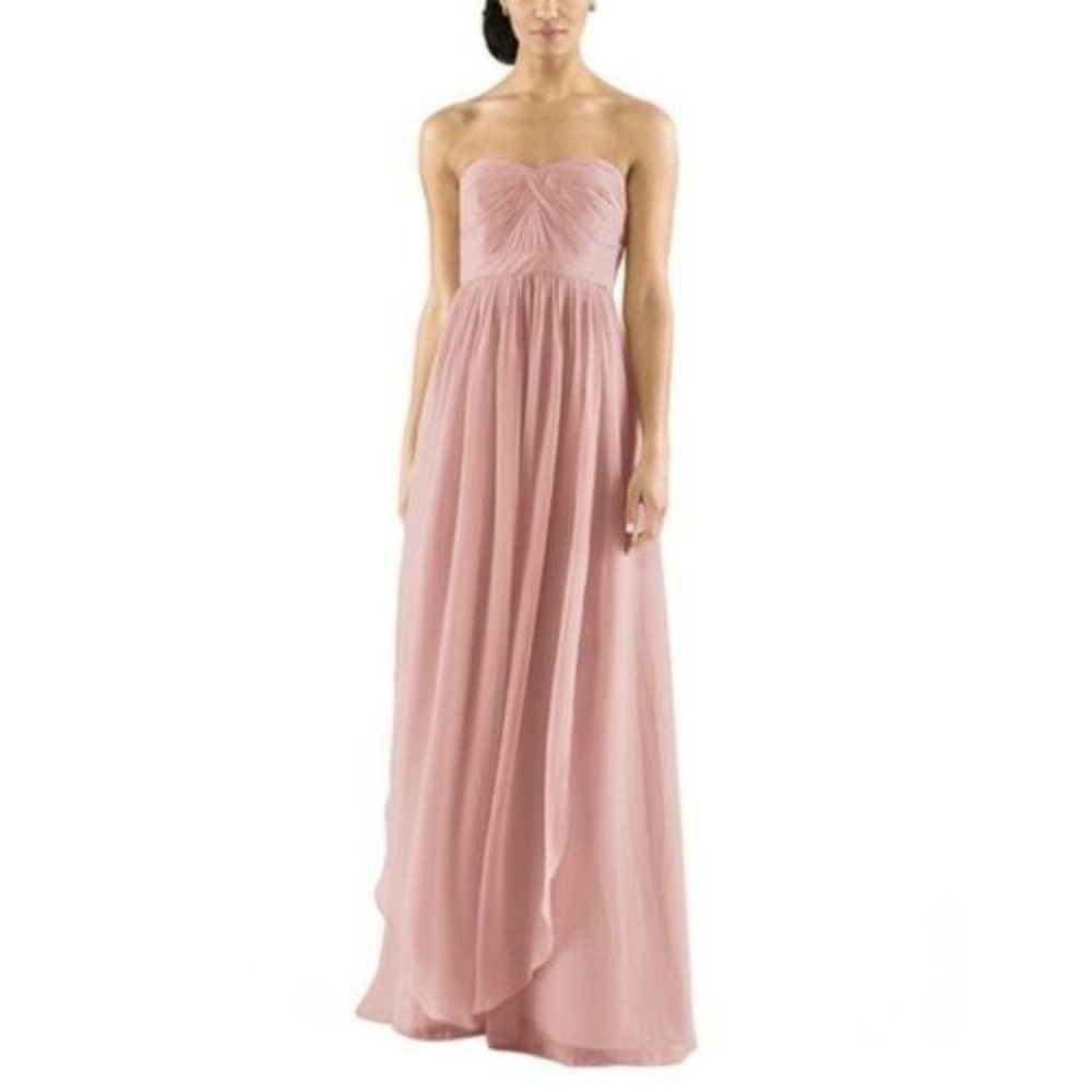 Excellent condition Jenny Yoo Convertible Blush Pink Strapless Long Dress SZ 10